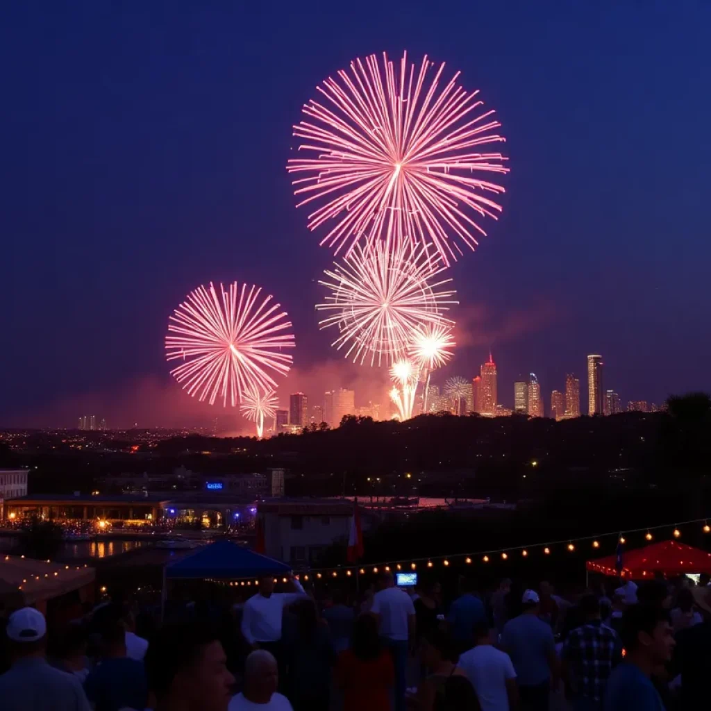 Fireworks lighting up California sky during Fourth of July celebration.