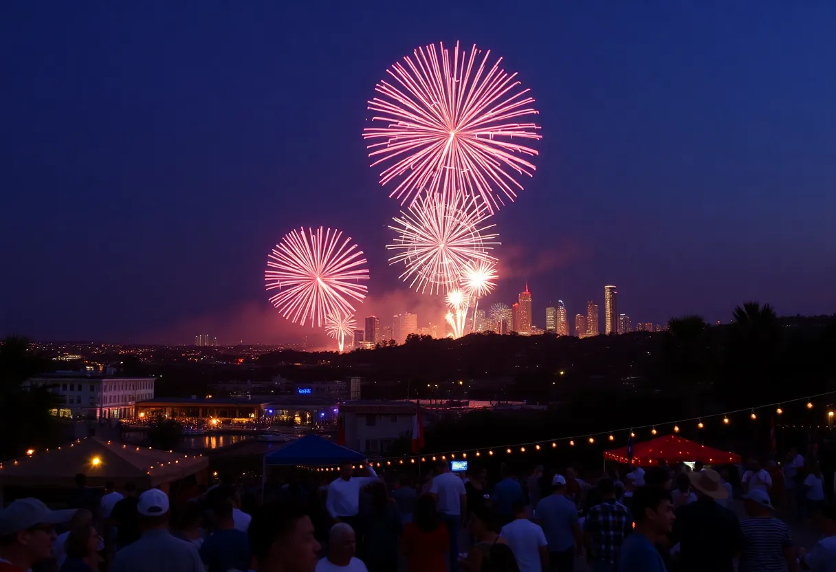 Fireworks lighting up California sky during Fourth of July celebration.