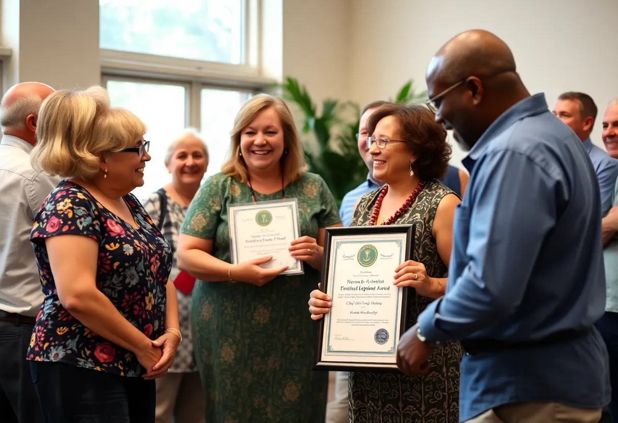 Celebration of community service award presentation
