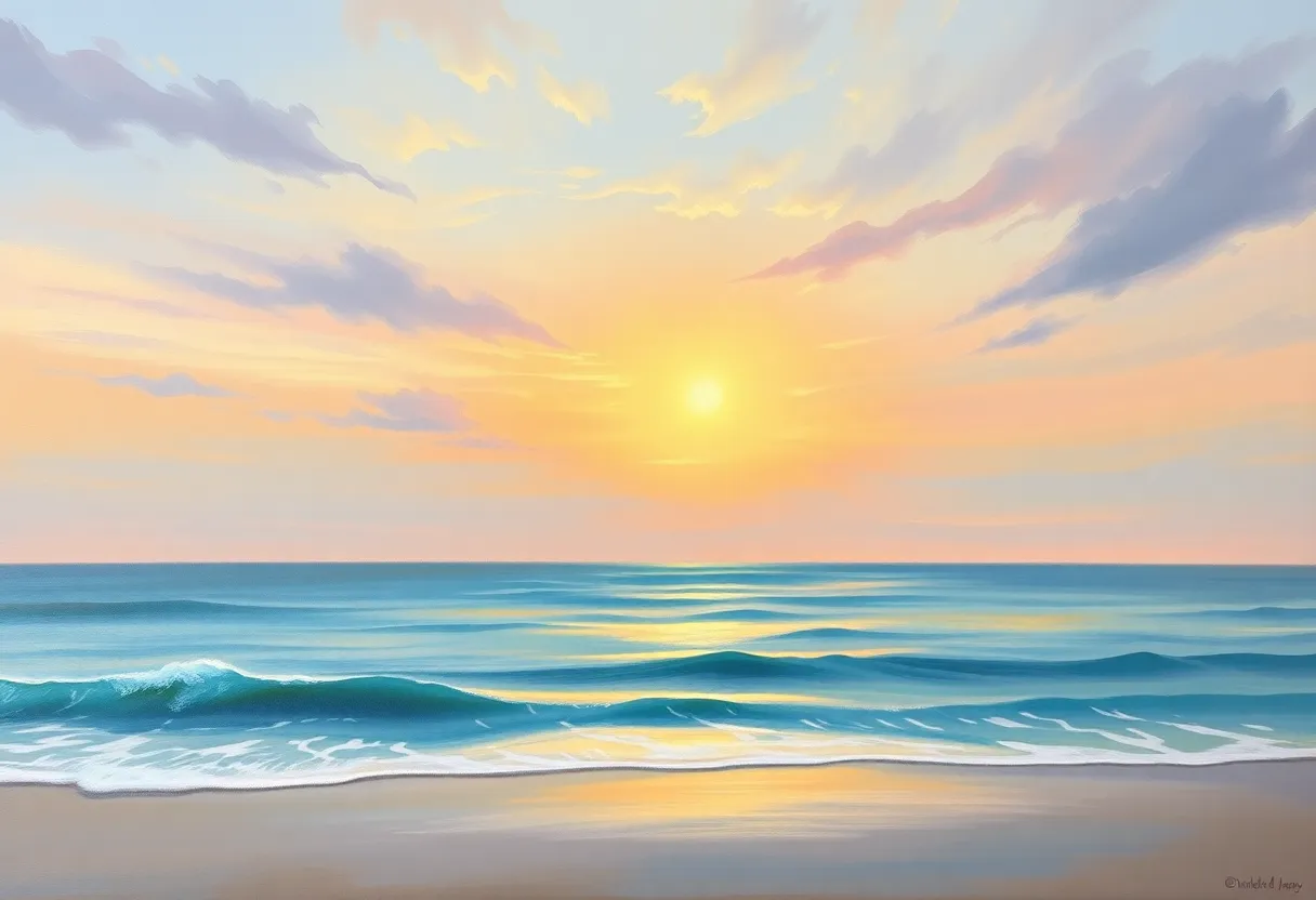 Landscape painting symbolizing the legacy of kindness and art.