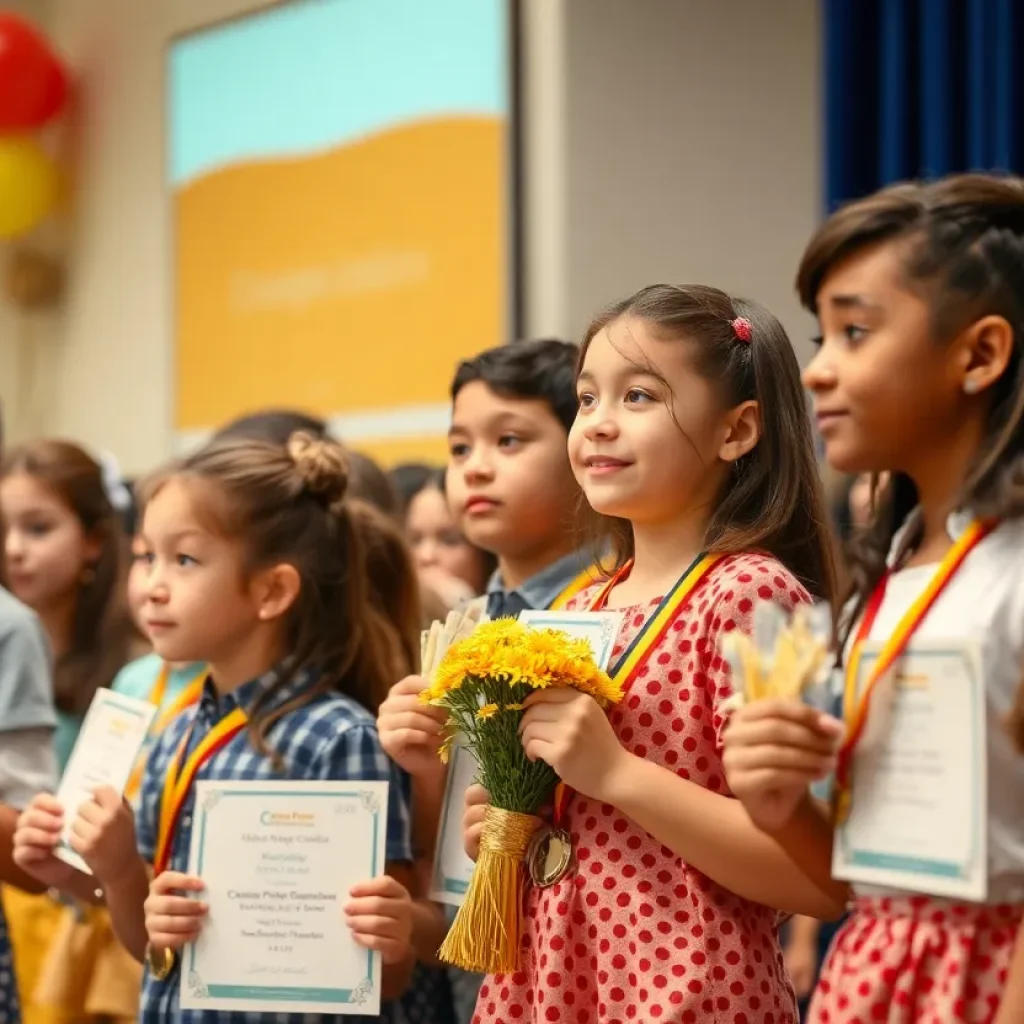 Students celebrating at the Molly McGowan Award ceremony