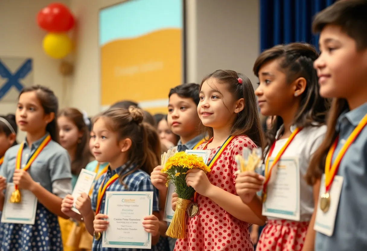 Students celebrating at the Molly McGowan Award ceremony