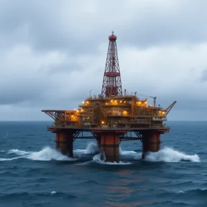 Obituaries Oil rig in turbulent waters representing oil price surge