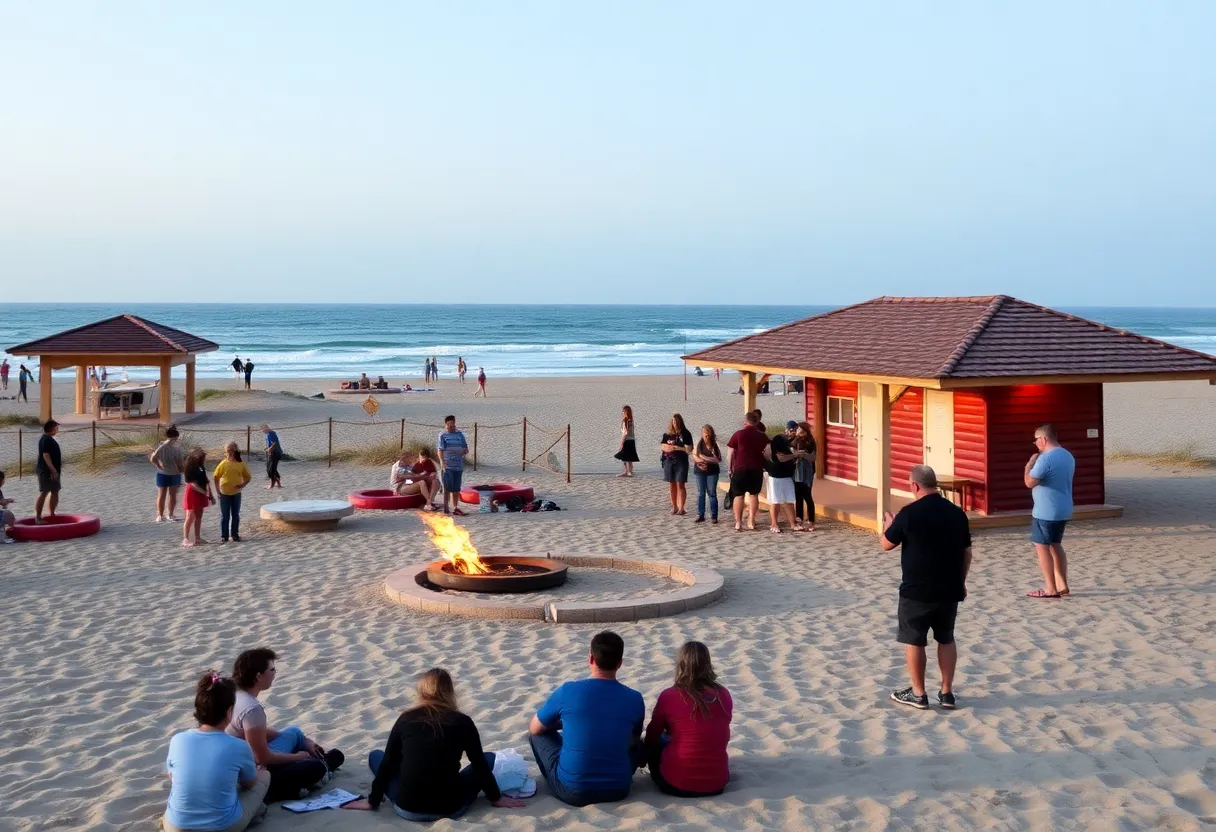 Fire rings and restrooms at a San Diego beach