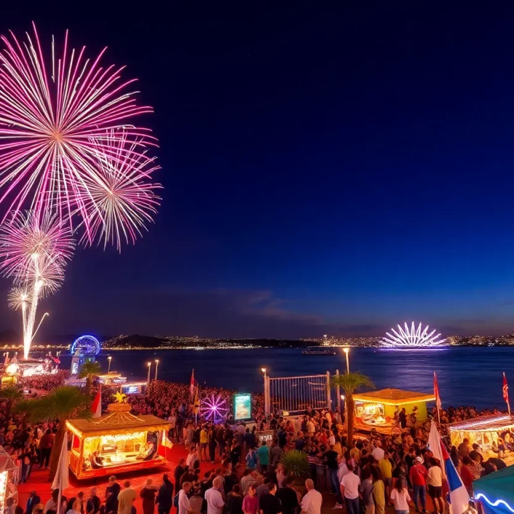 Fireworks over San Diego Bay during Independence Day