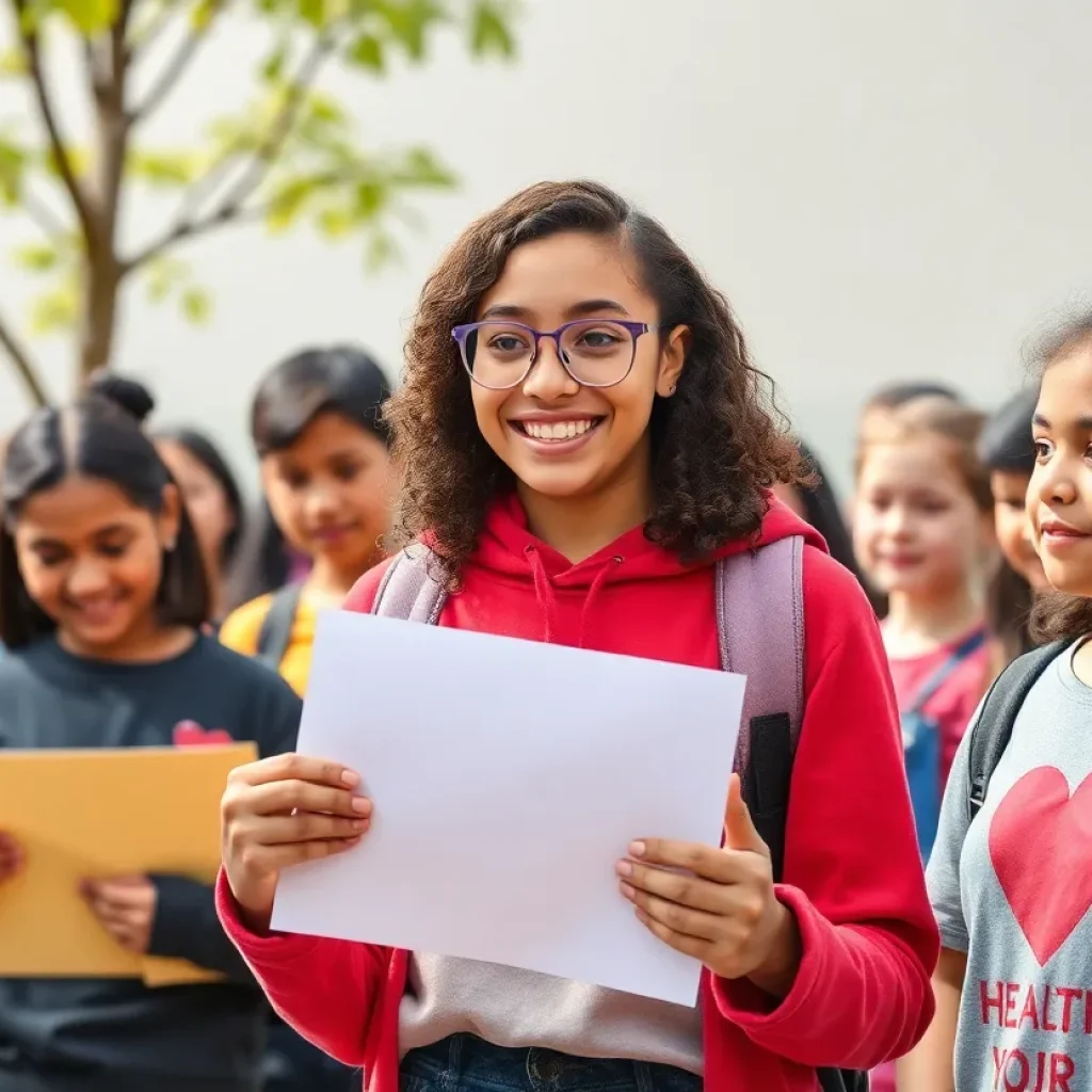 Student leading an educational campaign on heart health
