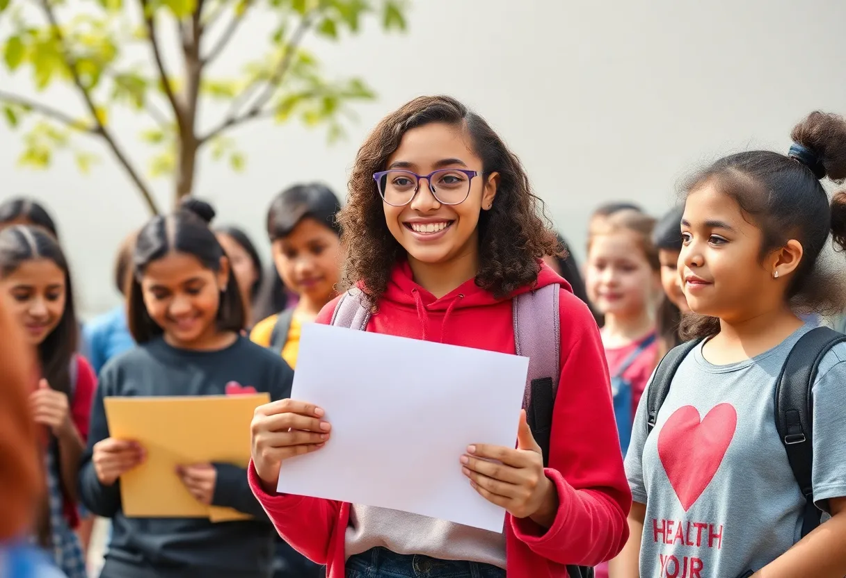 Student leading an educational campaign on heart health