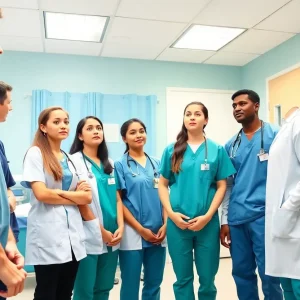 Students observing a hospital during their internship.