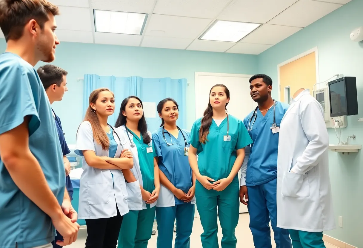 Students observing a hospital during their internship.