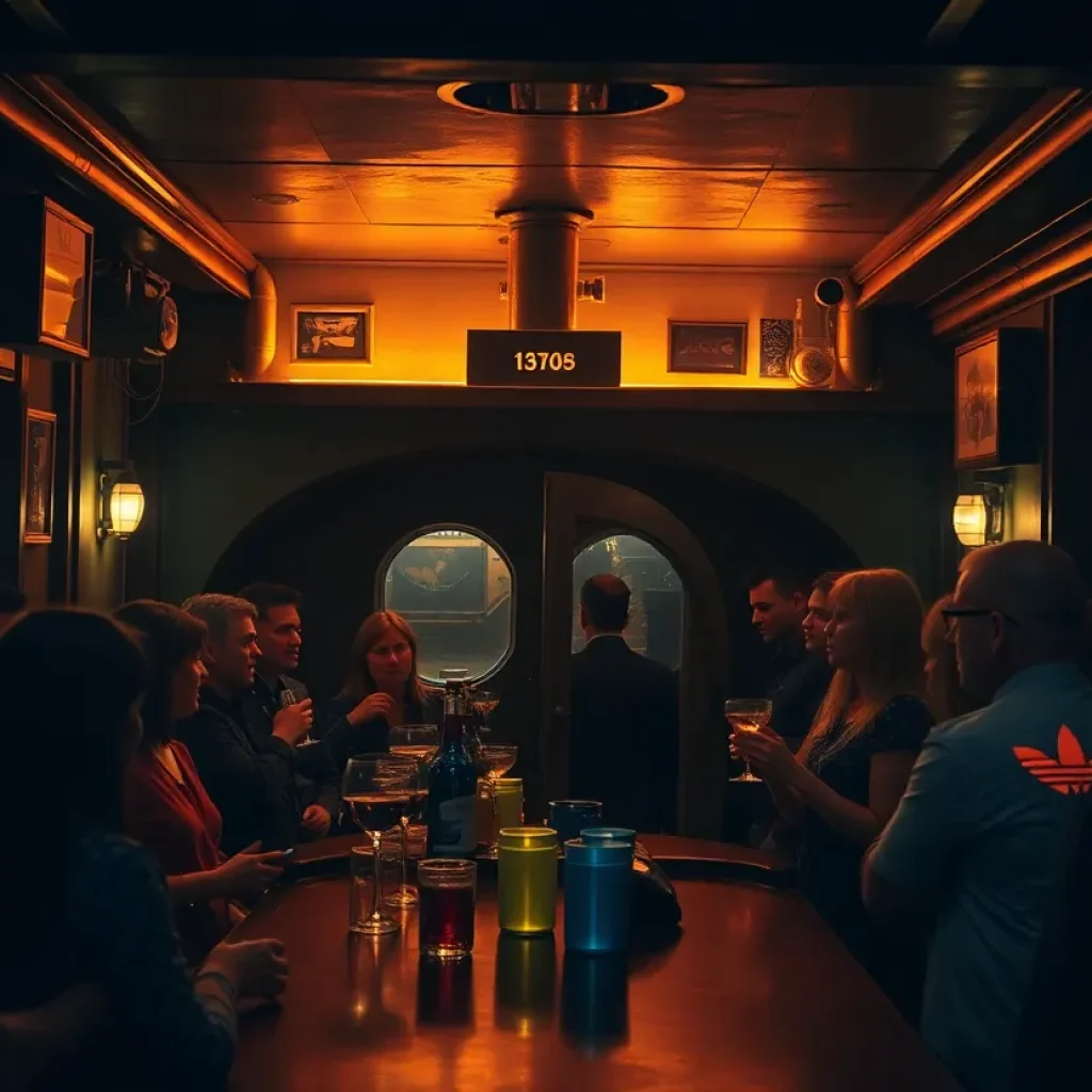 Guests enjoying drinks at The Bridge speakeasy