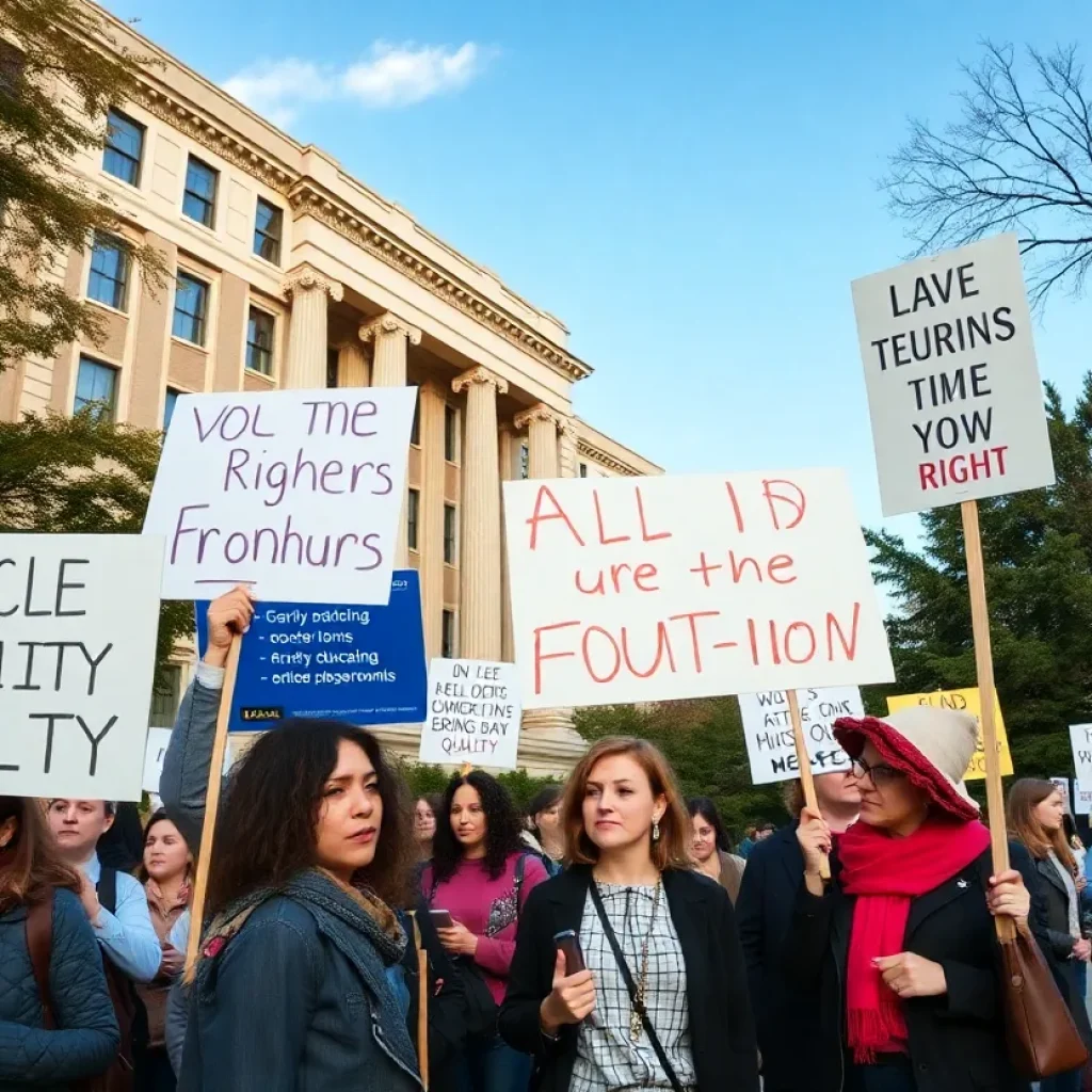 Faculty members protesting for their rights at the University of San Diego.