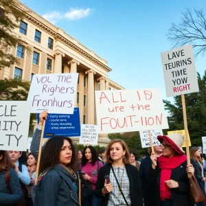 Faculty members protesting for their rights at the University of San Diego.