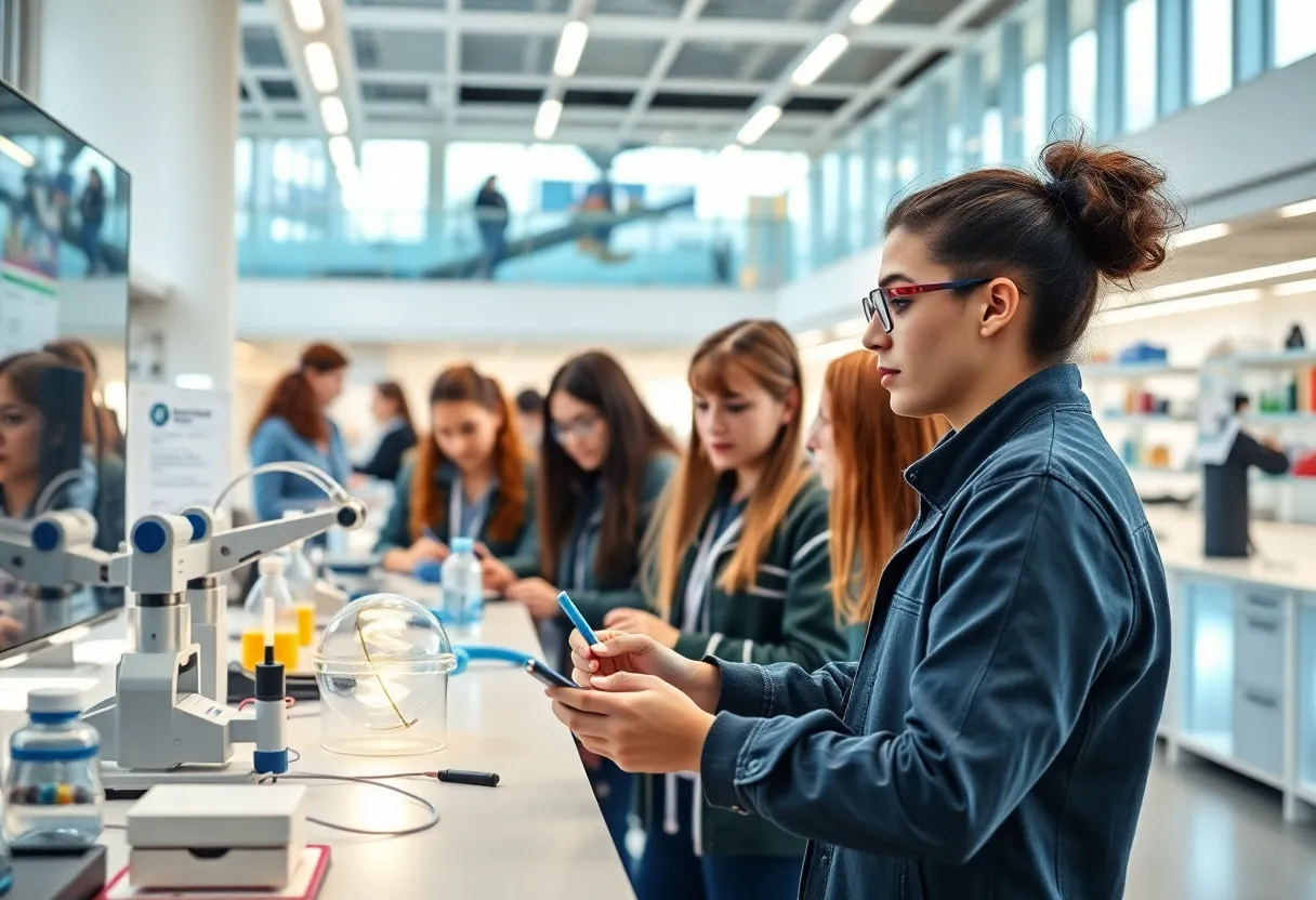 Students engaged in STEM education activities on a university campus