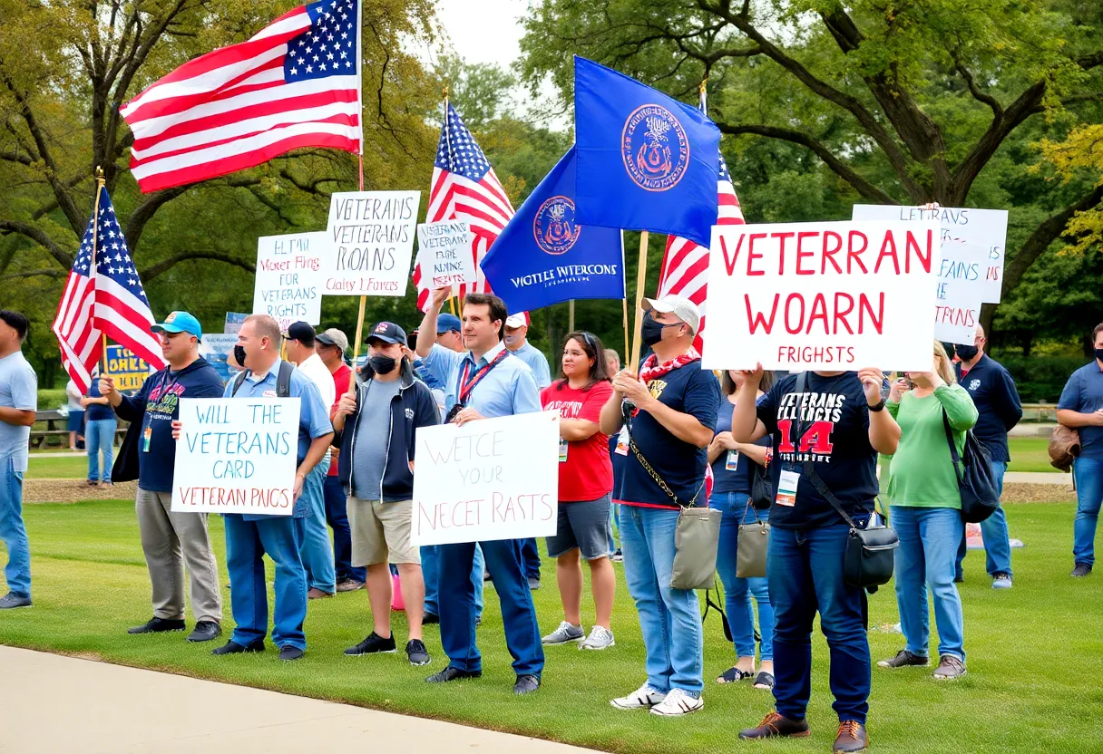 Group of veterans rallying for Veterans Affairs in Coronado