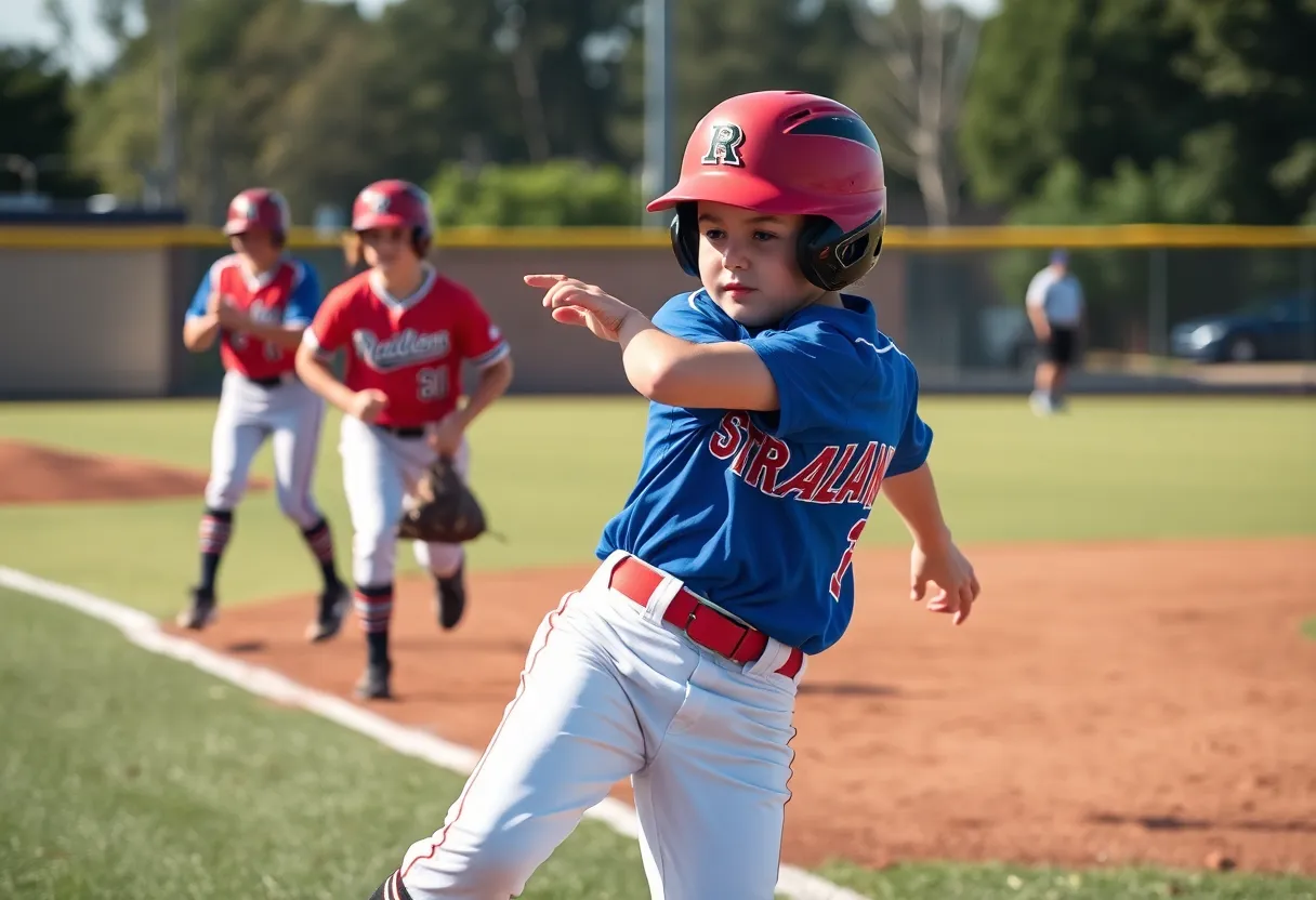 Young baseball player in action on the field