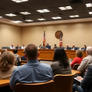 City council meeting discussing community grants