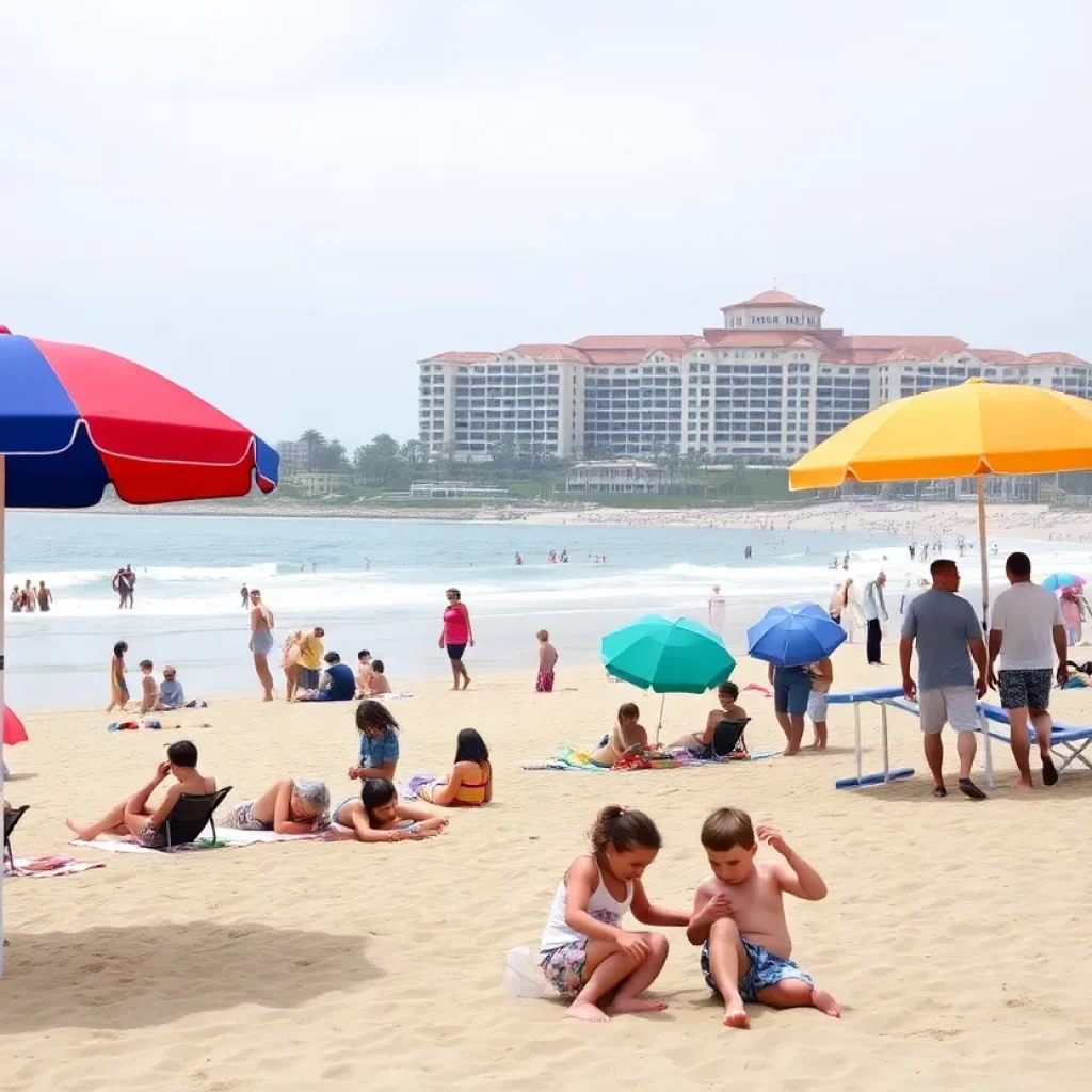 Families enjoying a day at Coronado Island beach