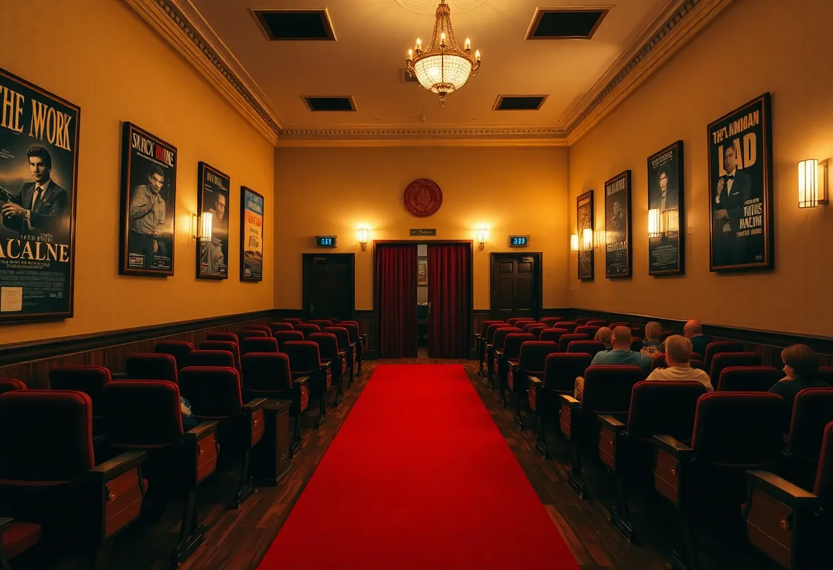 Vintage theater hosting classic film screening