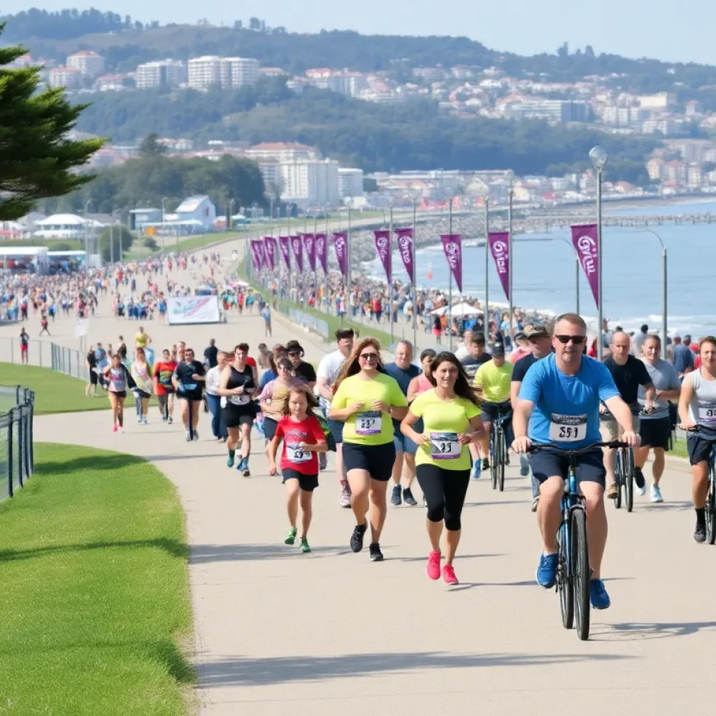 Participants at the Coronado Low Tide Ride & Stride event