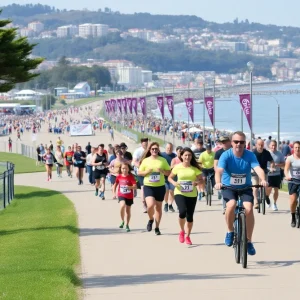 Participants at the Coronado Low Tide Ride & Stride event