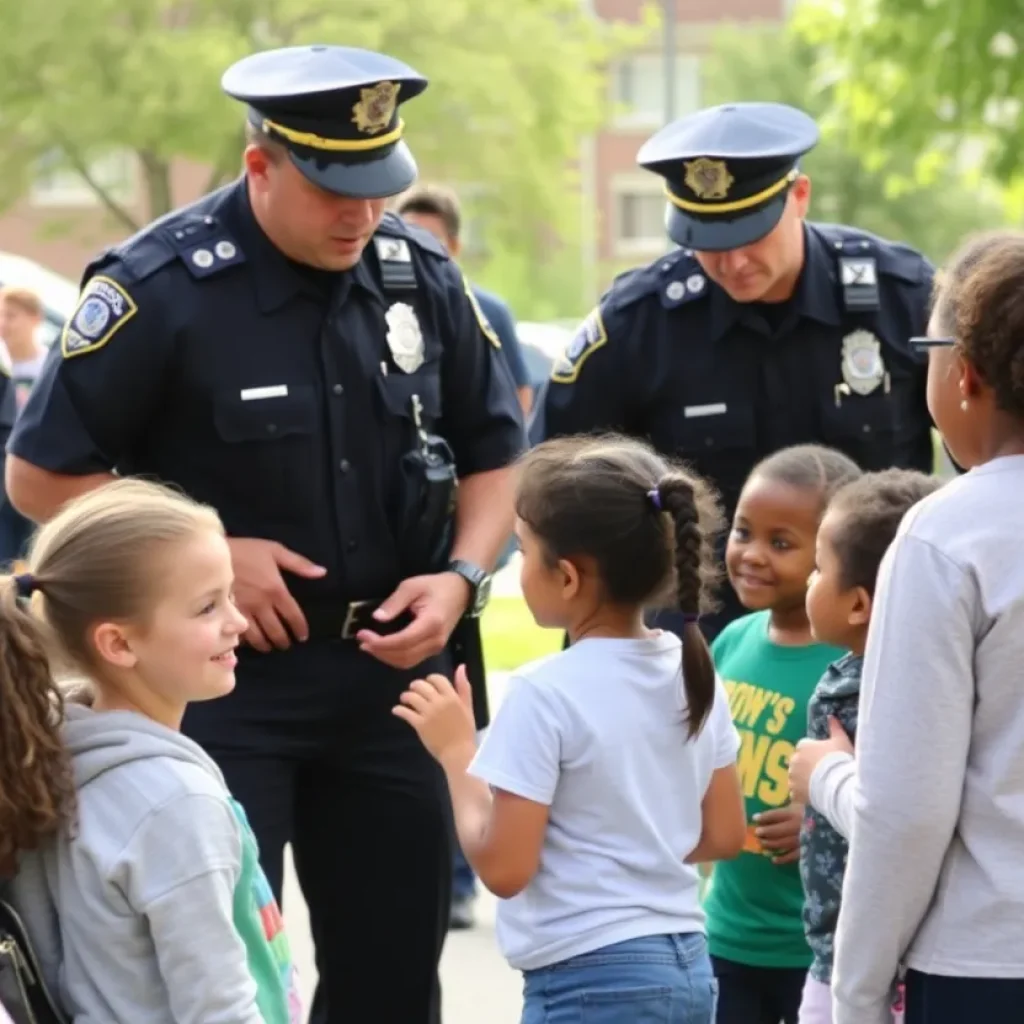 Coronado Police officers engaging with children at a community event.