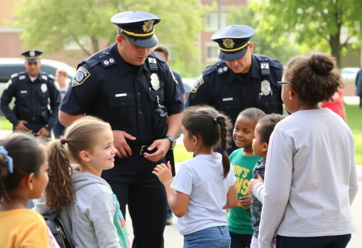 Coronado Police officers engaging with children at a community event.