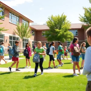 A school campus in Coronado with students participating in activities.