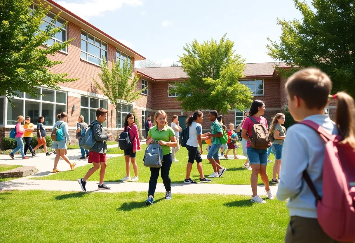 A school campus in Coronado with students participating in activities.