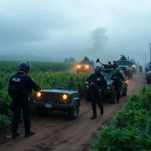 Federal agents at Glass House Farms during a raid.