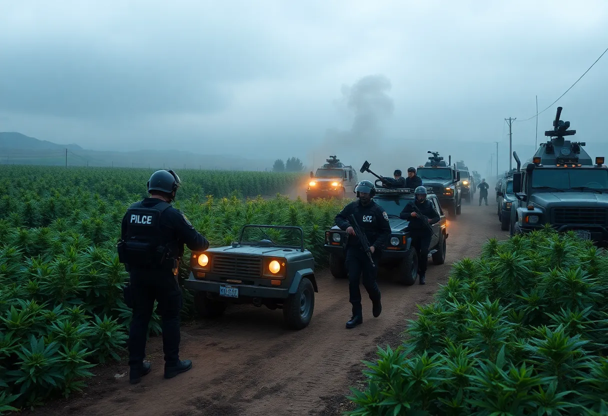 Federal agents at Glass House Farms during a raid.