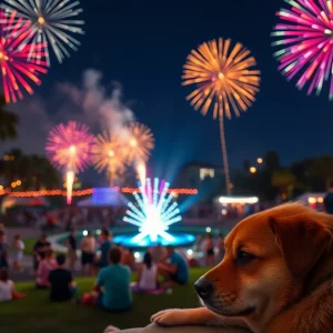 Submit Obituary Colorful fireworks over a park during Fourth of July in San Diego
