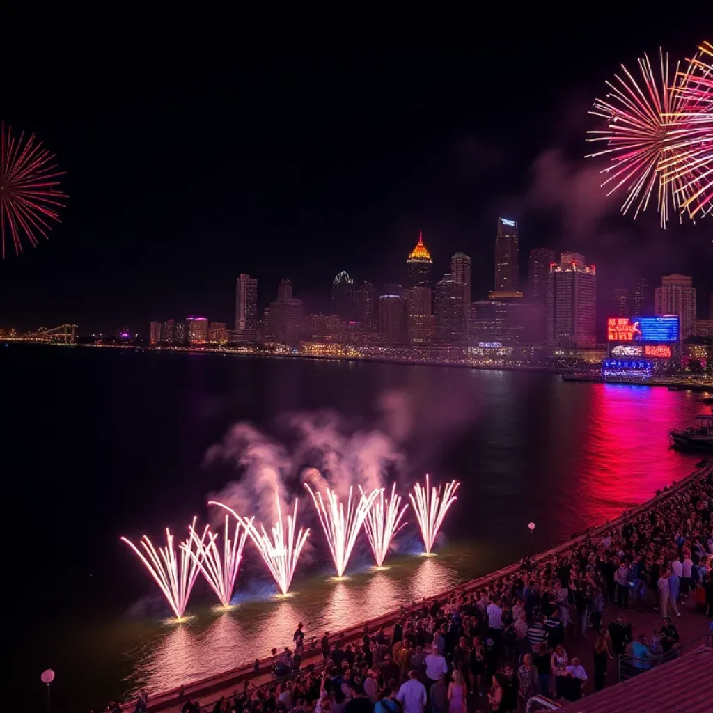 Fireworks lighting up the San Diego skyline on Fourth of July