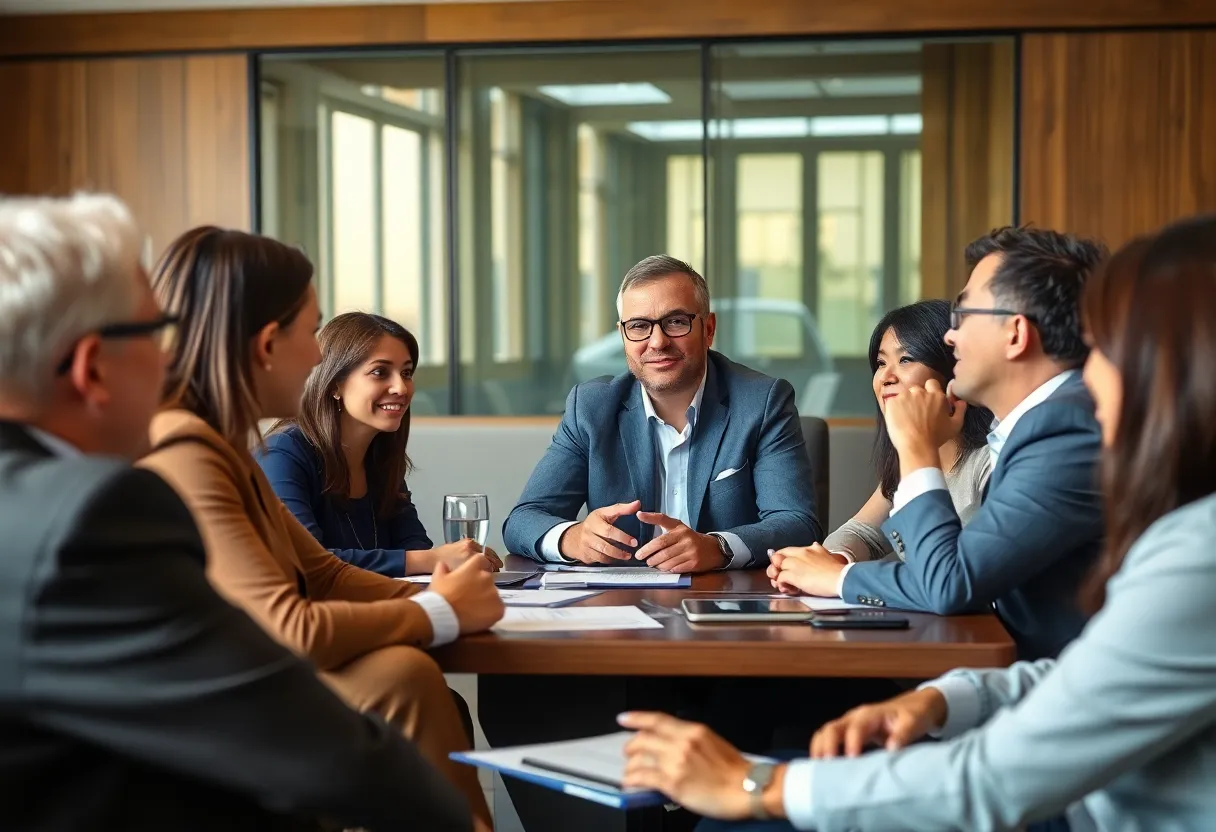 Business professionals in a meeting at Lincoln Club