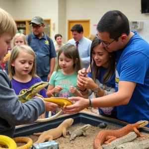 Families enjoying a live reptile show at the Coronado Community Center