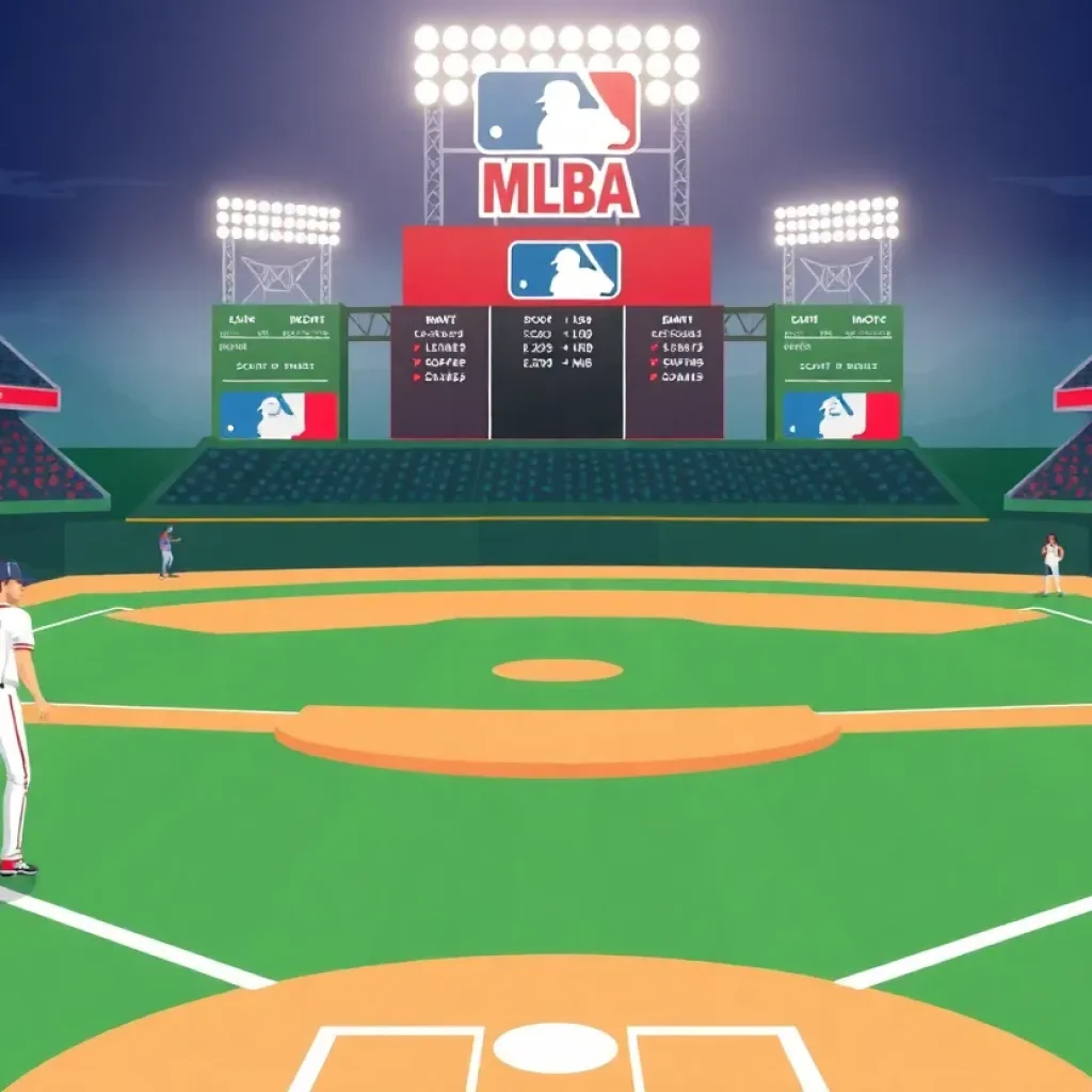 Scene of an MLB Draft event at a baseball field