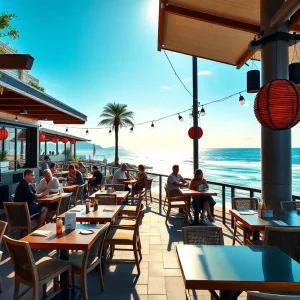 Guests dining at Nobu Del Coronado with ocean views