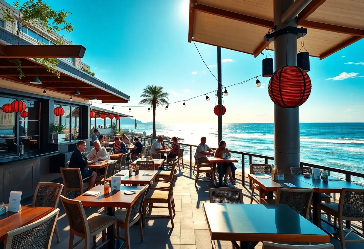 Guests dining at Nobu Del Coronado with ocean views
