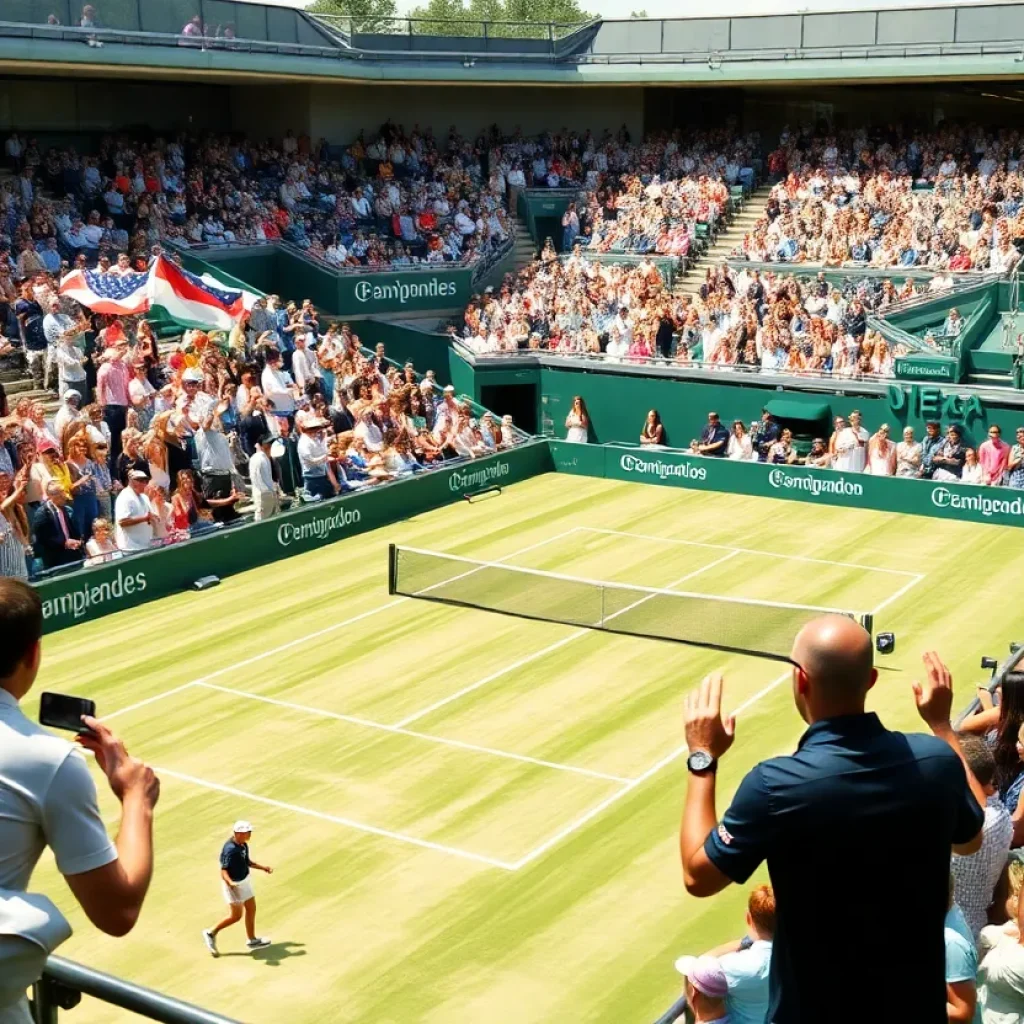 Oliver Tarvet playing at Wimbledon
