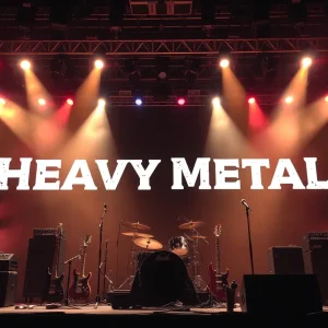 Tribute stage for Ozzy Osbourne with musical instruments