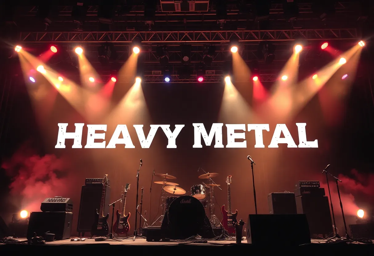 Tribute stage for Ozzy Osbourne with musical instruments