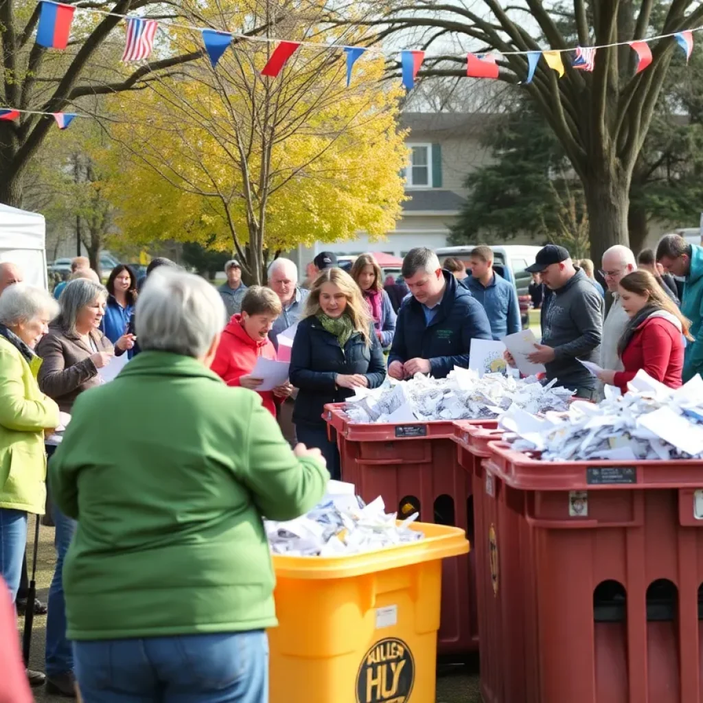 People participating in the Coronado Woman’s Club shredding event, safely disposing of documents.