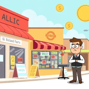 Illustration depicting the struggles of California small businesses amid economic challenges.