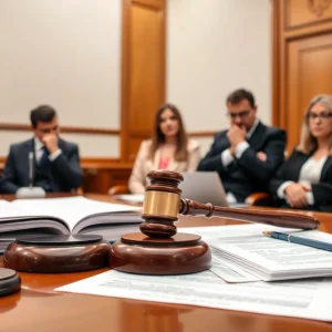 Courtroom depiction of Uber's RICO lawsuit