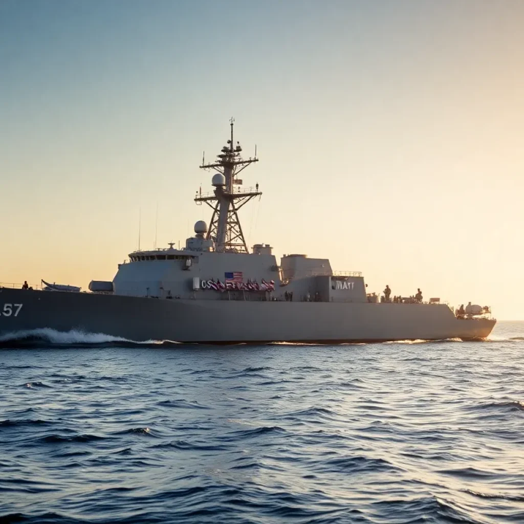 USS Montgomery naval ship in action