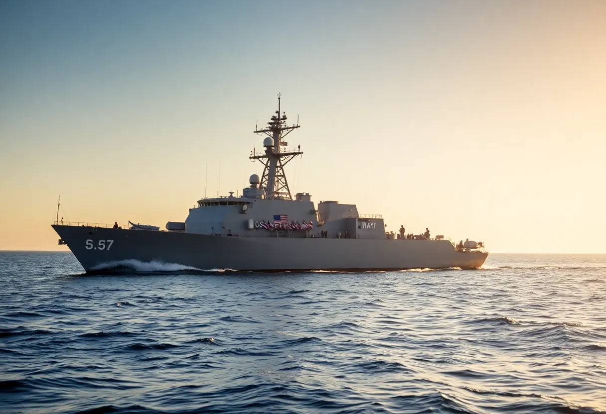 USS Montgomery naval ship in action