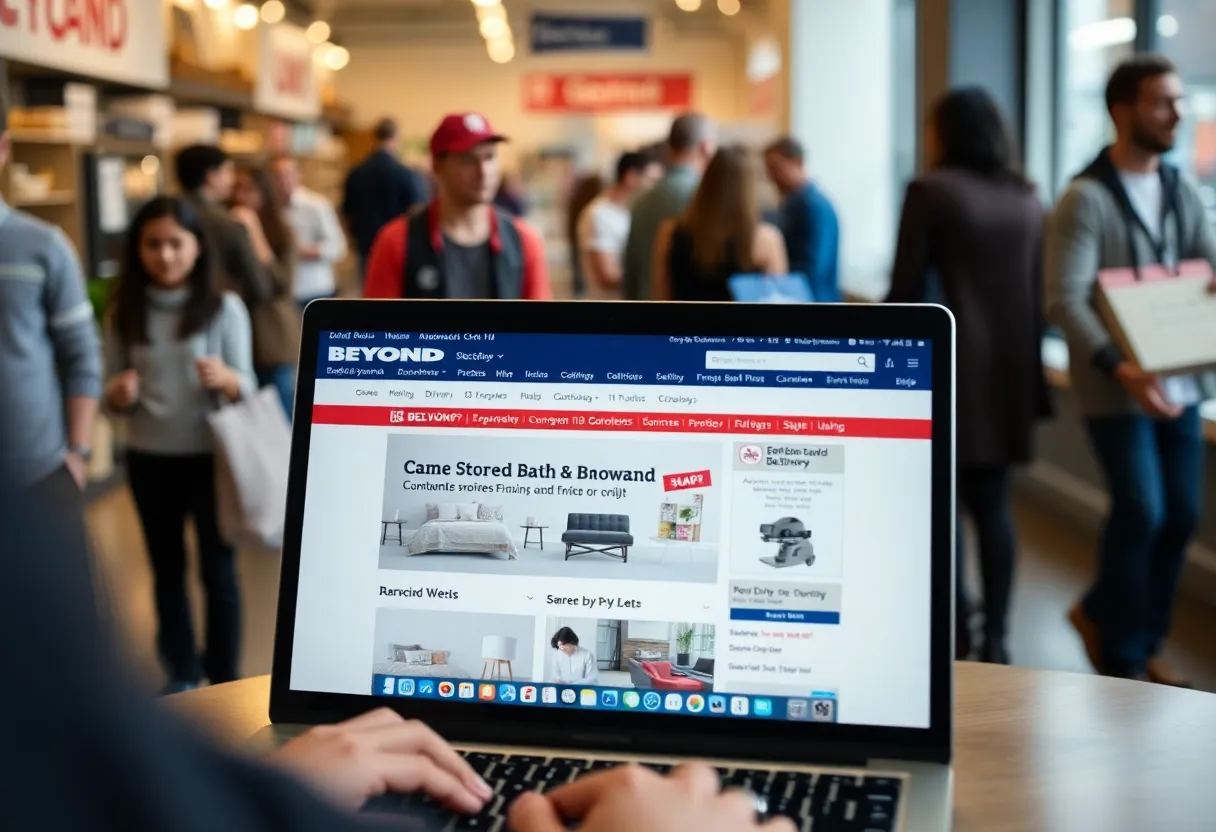 Online shopping interface of Bed Bath & Beyond with home goods