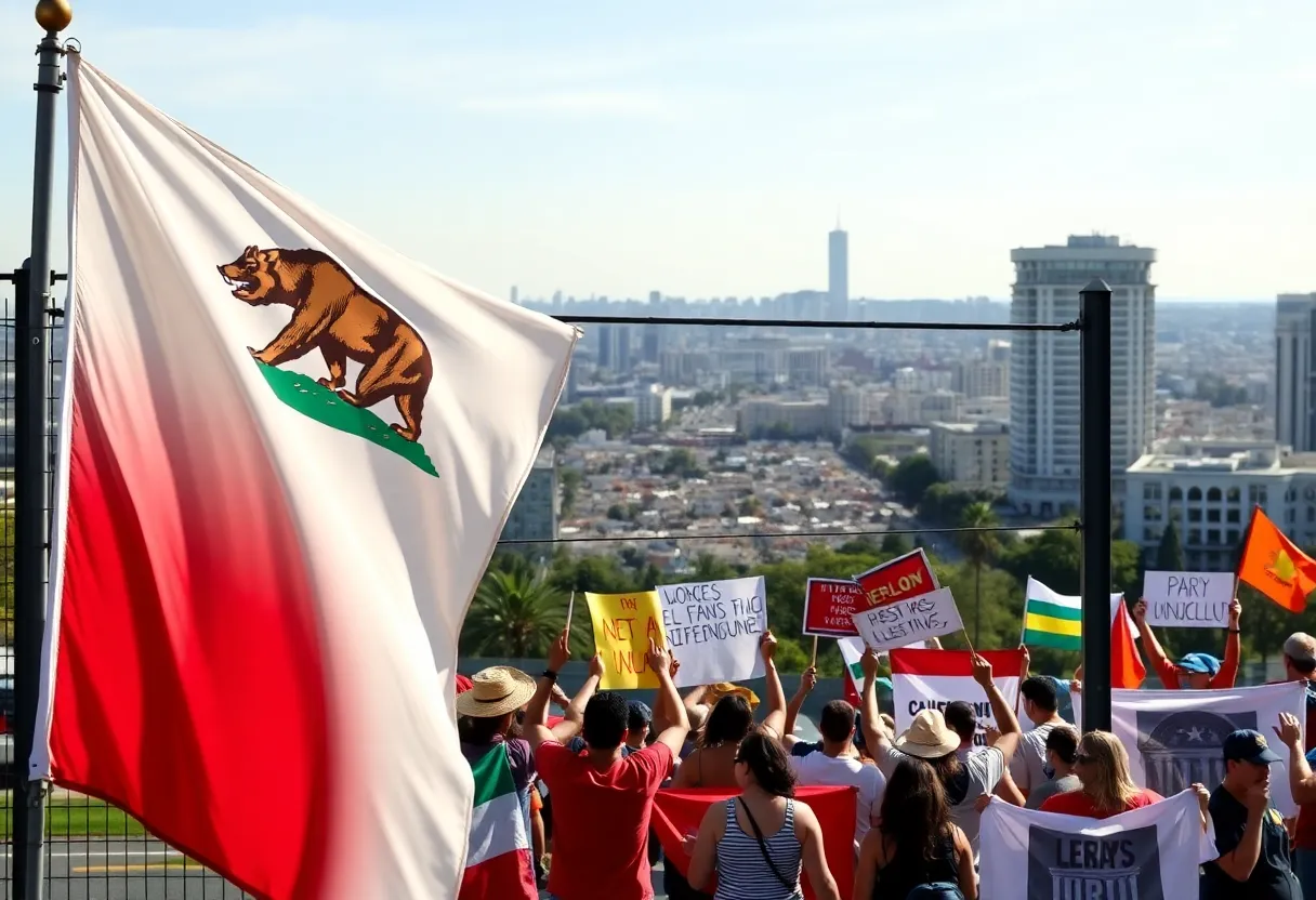 Rally for California independence with diverse banners