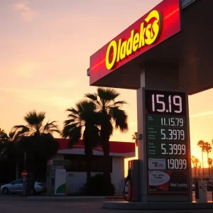 Gas station in California showing high prices