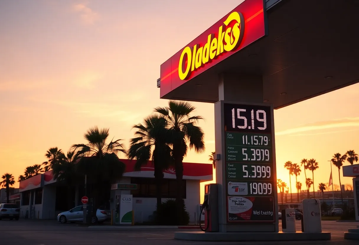 Gas station in California showing high prices
