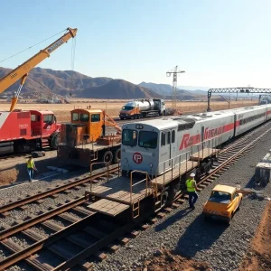 Construction site of California high-speed rail project in Central Valley